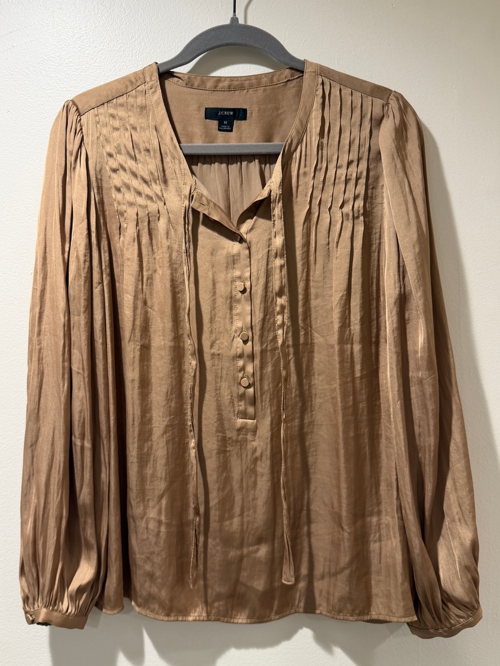 J. Crew “Re-Imagined” Blouse, gold/tan/cappuccino size M